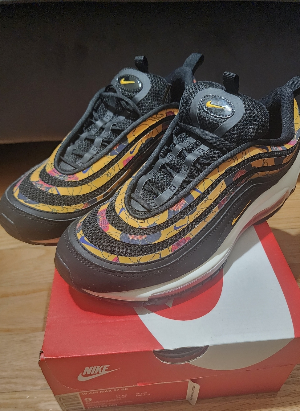 Nike Air Max 97 with Yellow & Black Floral Accents